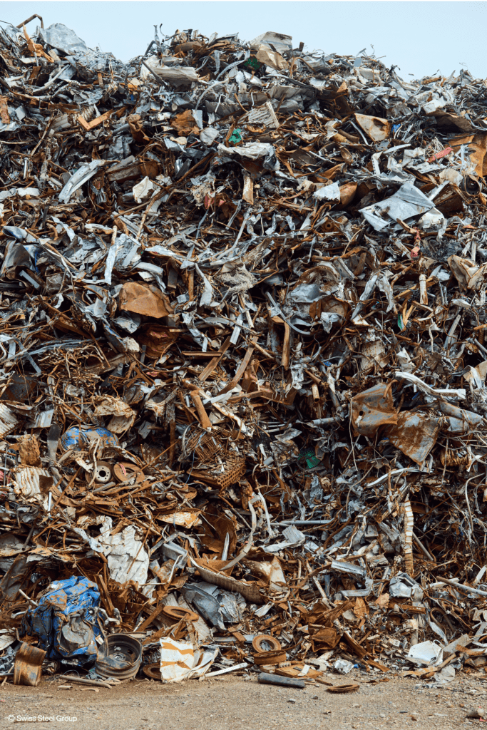 Swiss Green Steel is produced by recycling steel scrap and reprocessing it using low carbon and renewable energy.